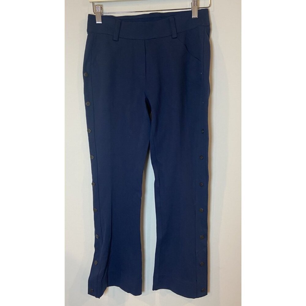 NWOT Belyn Key Commuter Side Snap Crop Pants Navy Blue Size Small S New